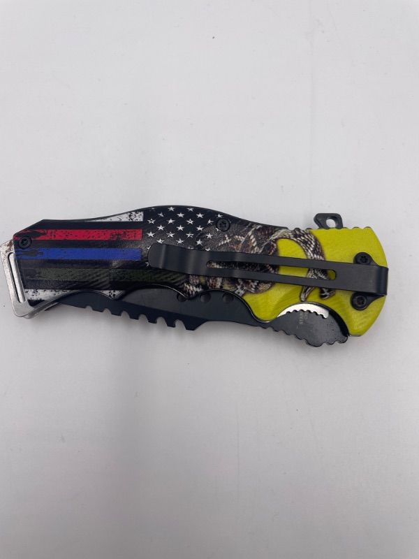 Photo 3 of 4.75 INCH PATRIOT SERVICE FOR E C-JEFF POCKET KNIFE NEW 