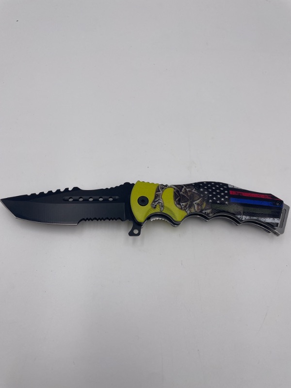 Photo 2 of 4.75 INCH PATRIOT SERVICE FOR E C-JEFF POCKET KNIFE NEW 