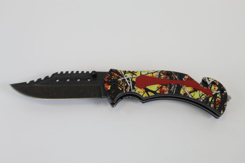 Photo 1 of RED YELLOW BLACK CAMO BRANCHES POCKET KNIFE NEW 