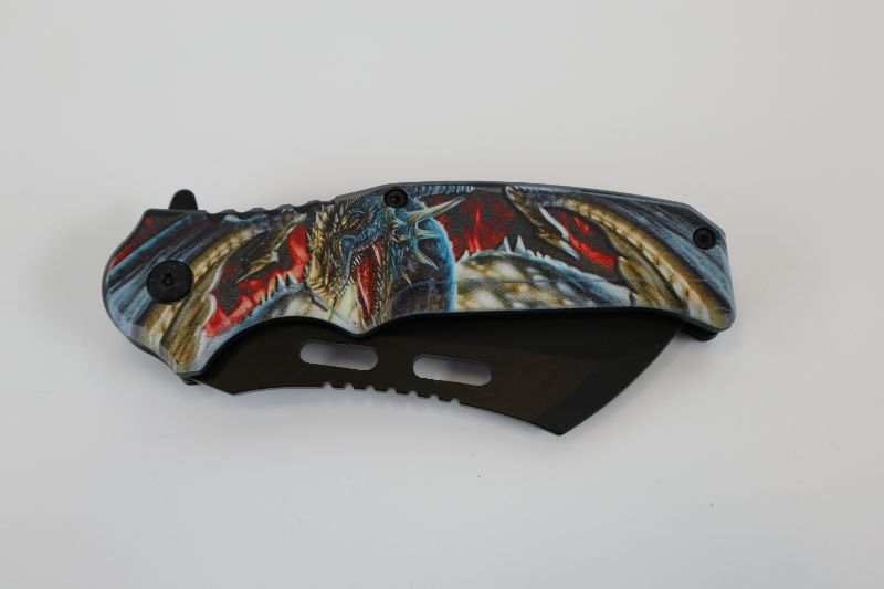 Photo 2 of RED BLUE BROWN DRAGON POCKET KNIFE NEW 