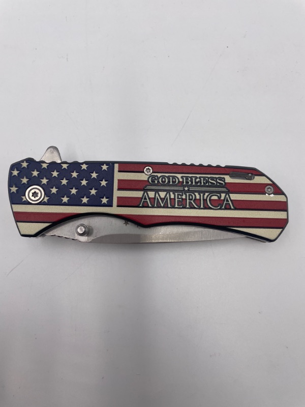 Photo 1 of 4.5 INCH GOD BLESS AMERICAN C-2021 POCKET KNIFE NEW 