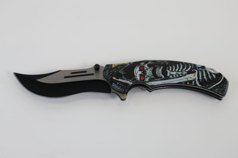 Photo 1 of SKULL WITH RED EYES AND SWORD POCKET KNIFE NEW 