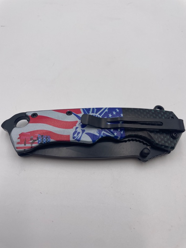 Photo 3 of 4.5 INCH STATUE OF LIBERTY WITH AMERICAN FLAG POCKET KNIFE NEW 