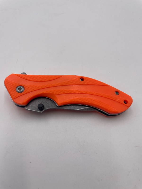 Photo 1 of 4.5 INCH GROOVE ORANGE CLIP POCKET KNIFE NEW 