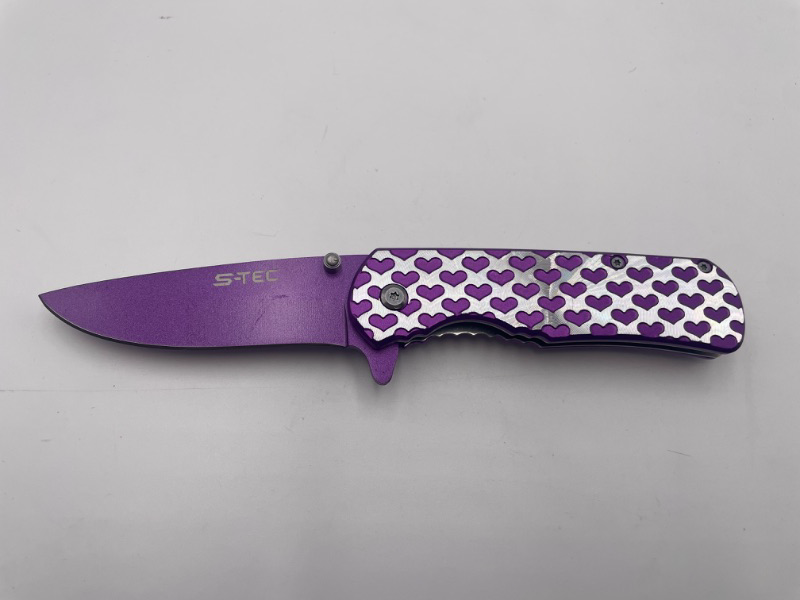 Photo 2 of PURPLE SILVER HEART POCKET KNIFE NEW 