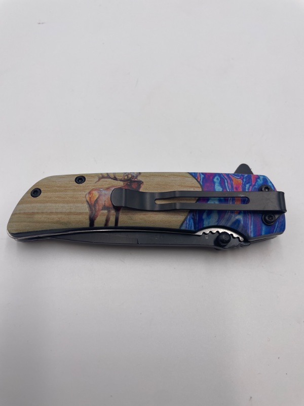 Photo 3 of 4.5 INCH VOODOO DEER FOLDER POCKET KNIFE NEW 