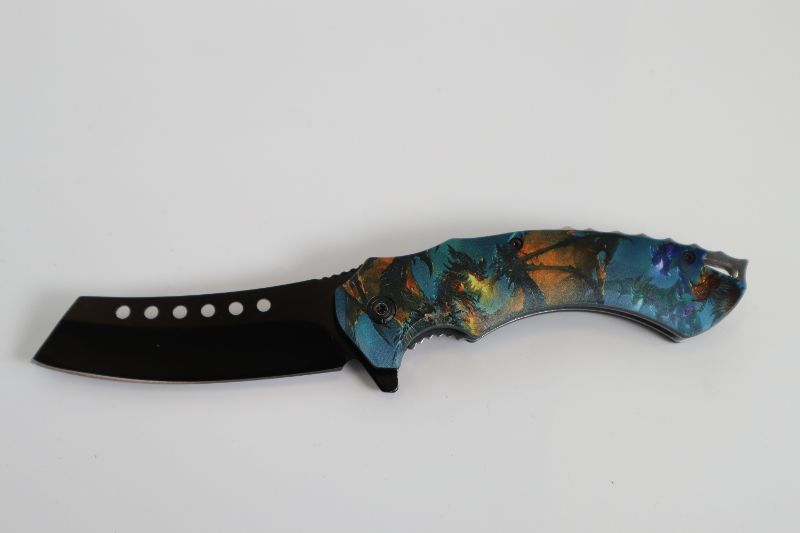 Photo 1 of BLUE ORANGE BLACK FIRE  BREATHING DRAGON POCKET KNIFE NEW