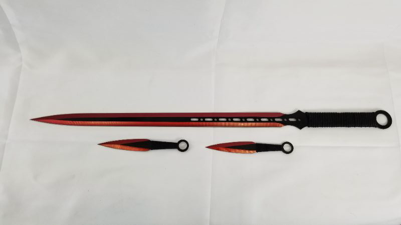 Photo 1 of 18 INCH THIN NINJA SWORD WITH 2 THROWING KNIVES NEW