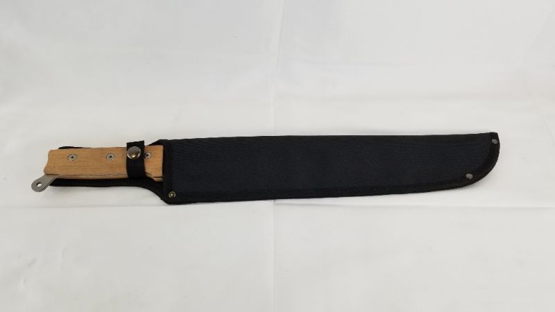 Photo 3 of 15 INCH BLADE MACHETE KNIFE WITWOODEN HANDLE CASE CAN LOOP ONTO BELT NEW