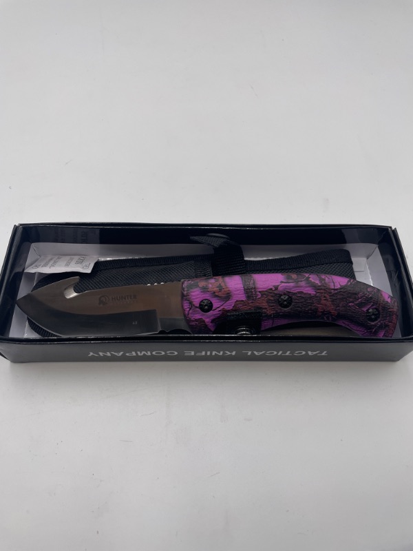 Photo 2 of HUNTER OUTDOORS PURPLE LEAF CAMO FISHING CUTTING KNIFE NEW 