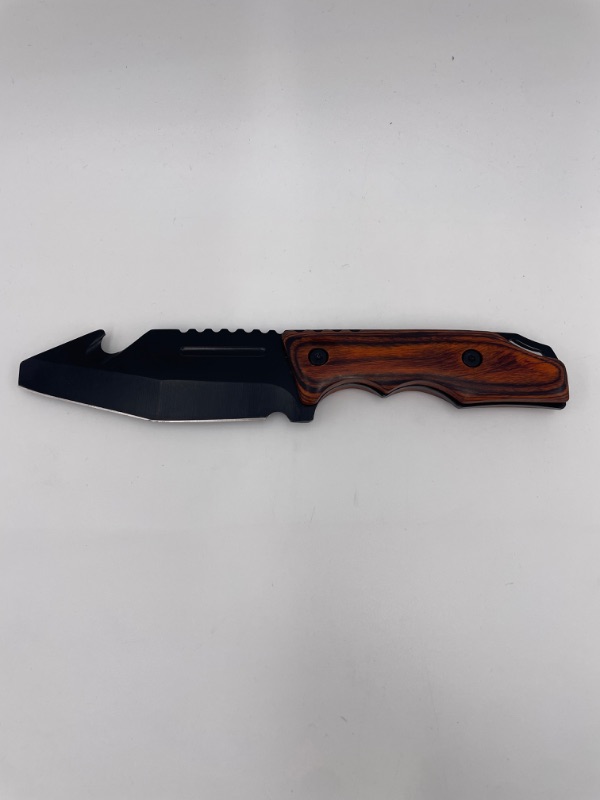 Photo 1 of RAZOR TACTICAL FLAT HEAD WOOD HANDLE HUNTING KNIFE NEW 