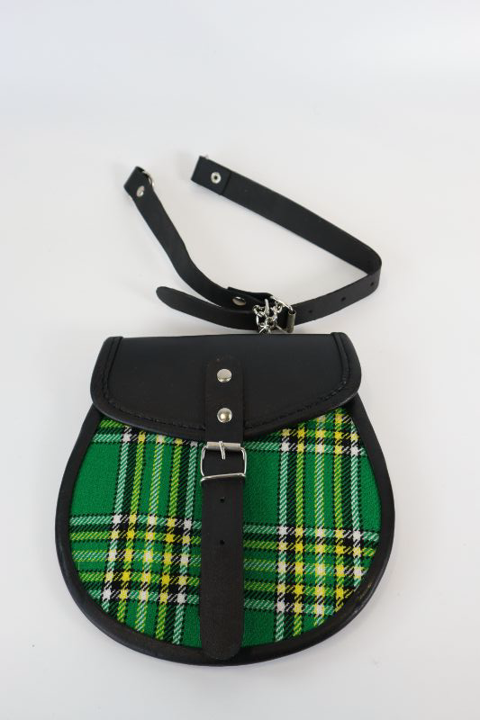 Photo 1 of GREEN PLAID LEATHER SPORRAN PURSE NEW 