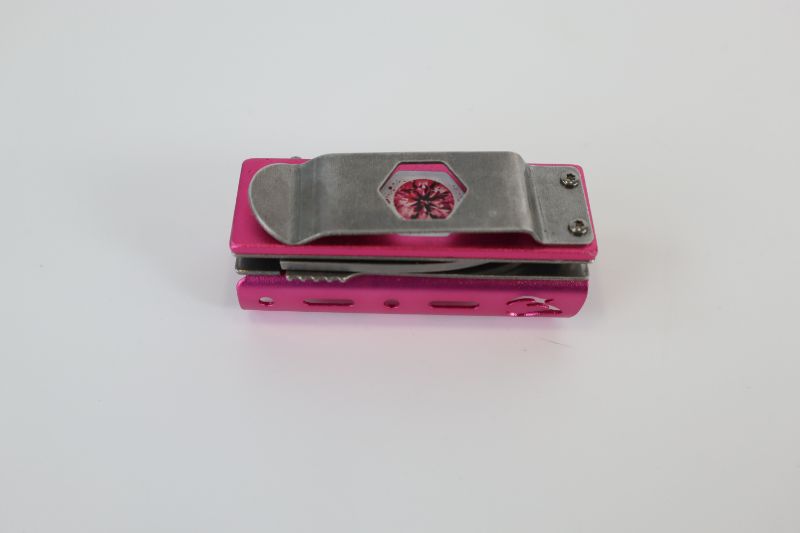 Photo 3 of MINI PINK LIGHTER HOLDER POCKET KNIFE WITH CLIP NEW