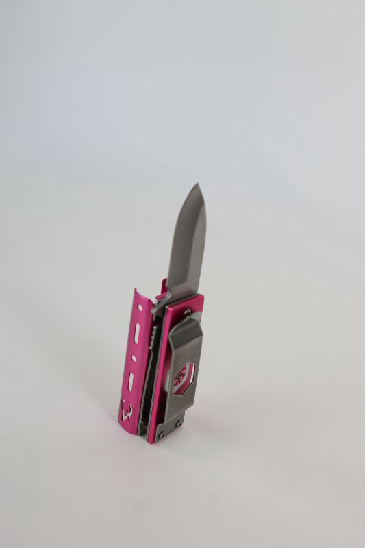 Photo 2 of MINI PINK LIGHTER HOLDER POCKET KNIFE WITH CLIP NEW