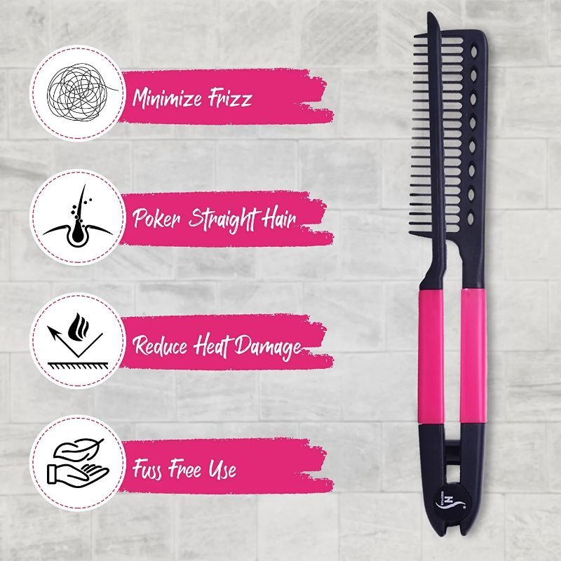 Photo 2 of PINK HEAT RESISTANT FLAT ITON COMB WITH GRIP NEW
