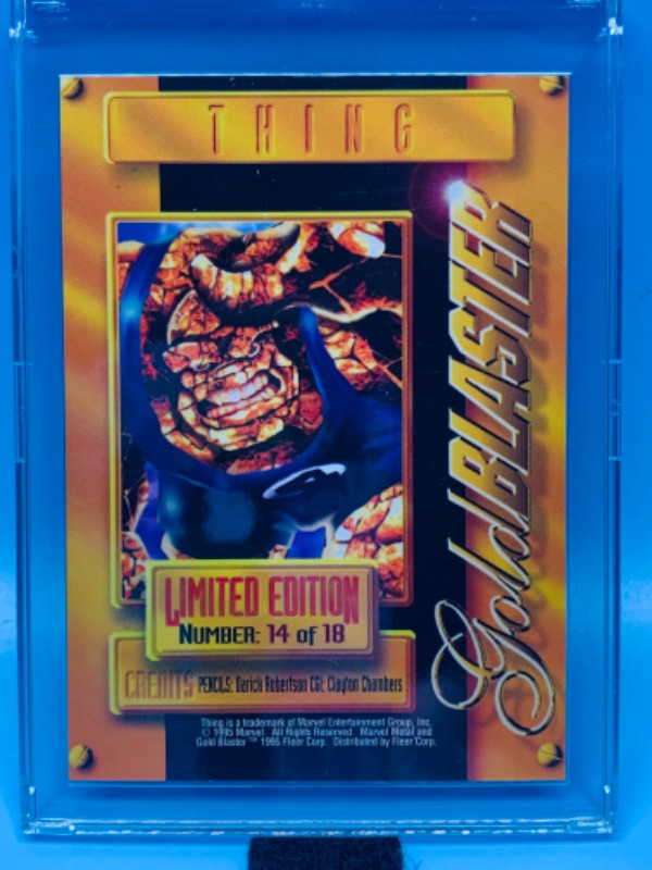 Photo 2 of 257583…marvel Thing gold blaster card limited edition in hard plastic case 