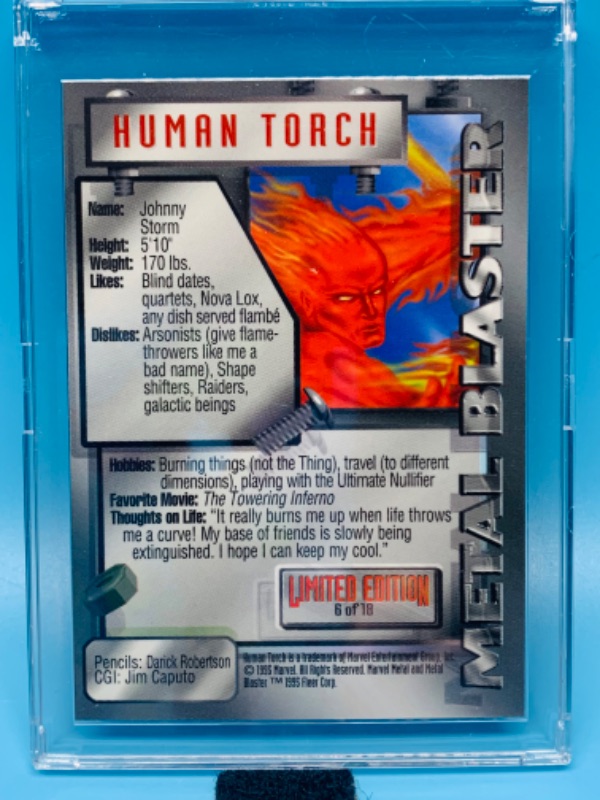 Photo 1 of 257584…marvel human torch metal blaster limited edition card 6 in hard plastic case 