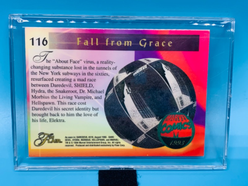 Photo 2 of 257586…Flair Daredevil card 116 in hard plastic case 