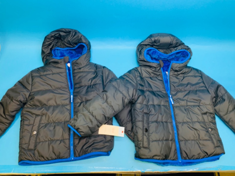 Photo 1 of 257689… 2 kids size xs 4-5 reversible jackets 