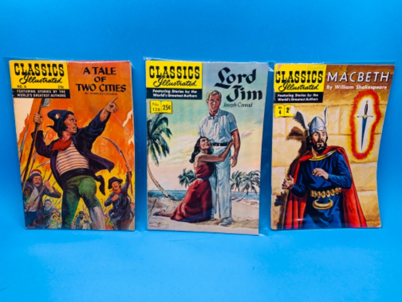 Photo 1 of 257774…3 vintage $.25 classics illustrated comics in plastic sleeves 