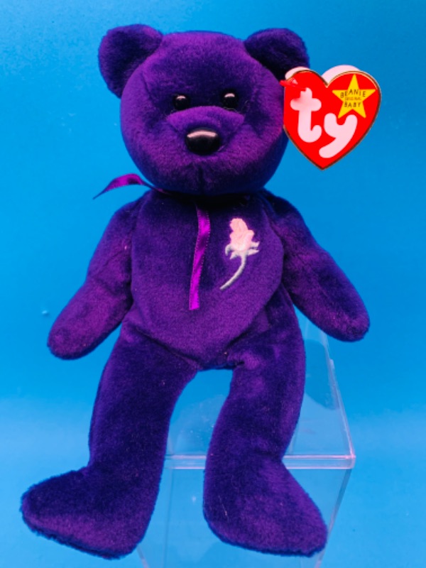 Photo 1 of 257790…TY Princess Diana purple beanie baby in display case 