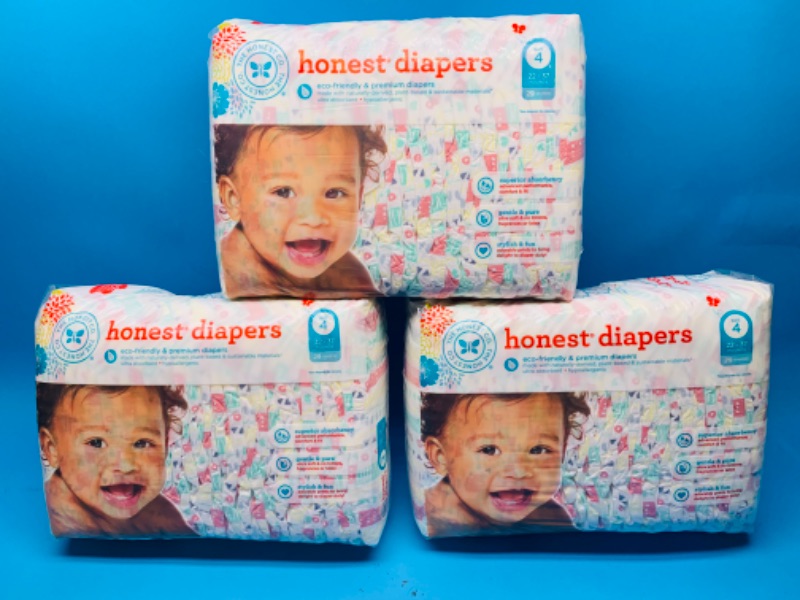 Photo 1 of 257794… 87 eco-friendly Honest Diapers size 4 - three packs of 29 