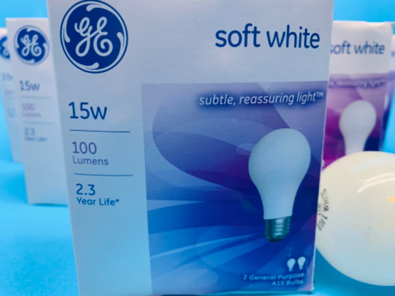 Photo 2 of 257818…6 GE 2 packs of 15 watt soft white lightbulbs 