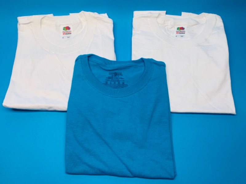 Photo 1 of 257872…3 mens T-shirts size small jerzees and fruit of the loom