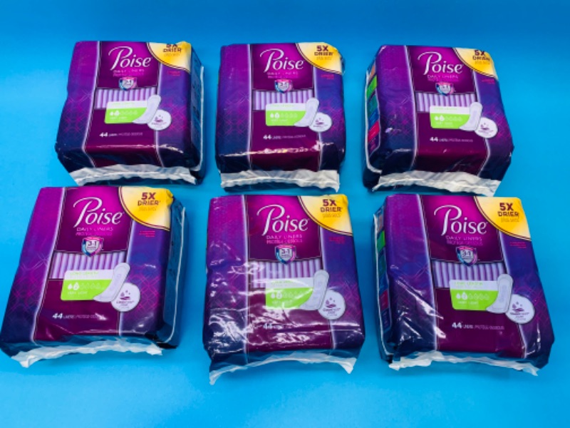 Photo 1 of 257882…264 poise daily panty liners - 6 packs of 44 each