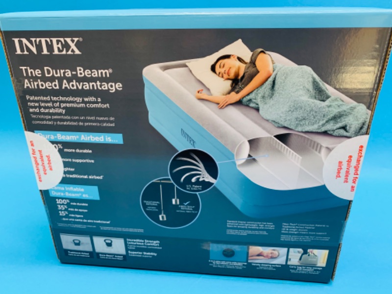 Photo 2 of 258024…Intex 16” twin mid rise air bed with hand held pump 