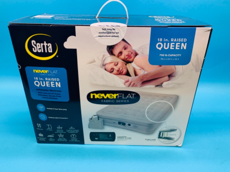 Photo 2 of 258028…Serta 18” queen never flat raised air bed with internal pump 