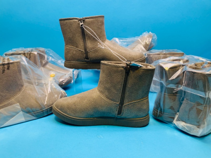 Photo 1 of 258097…  6 pairs of girls size 13 shimmering boots with fluffy insides 