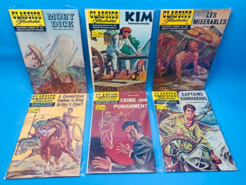 Photo 1 of 258139… 6 vintage $.25 cent classic illustrated comics in plastic sleeves 