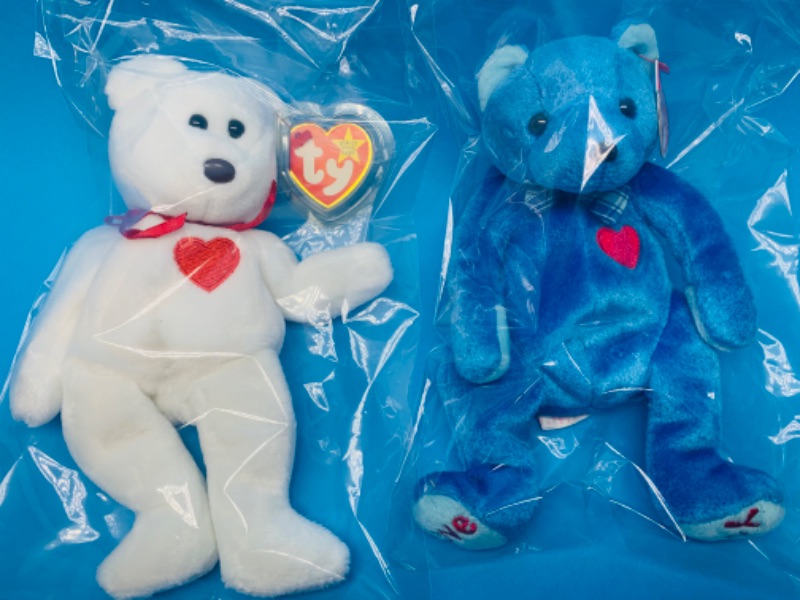 Photo 1 of 258144… 2  TY beanie baby bears in plastic bags 