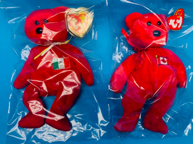 Photo 1 of 358145… 2  TY beanie baby bears in plastic bags 