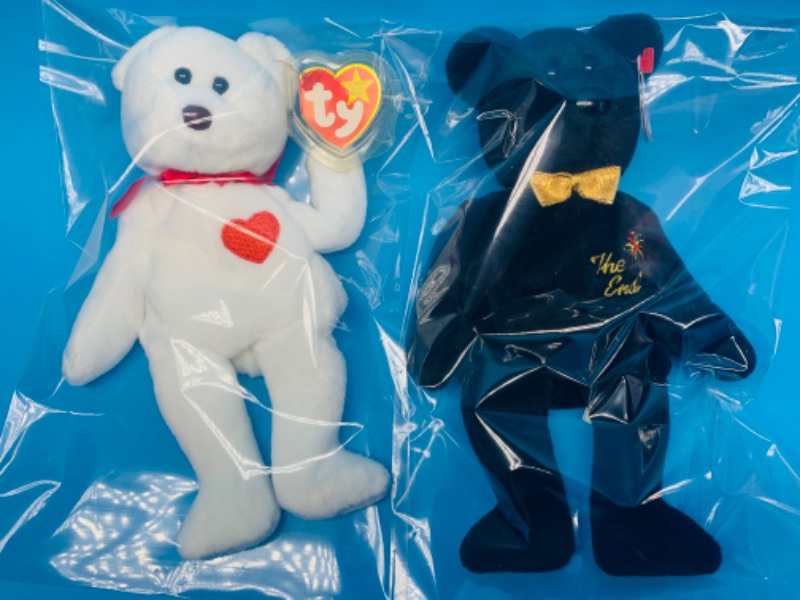 Photo 1 of 358151… 2  TY beanie baby bears in plastic bags 