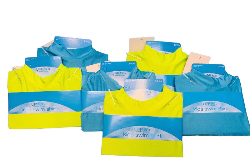 Photo 1 of 258375… 6 UPF 50+ sun protection kids swim shirts size small, medium, and large 