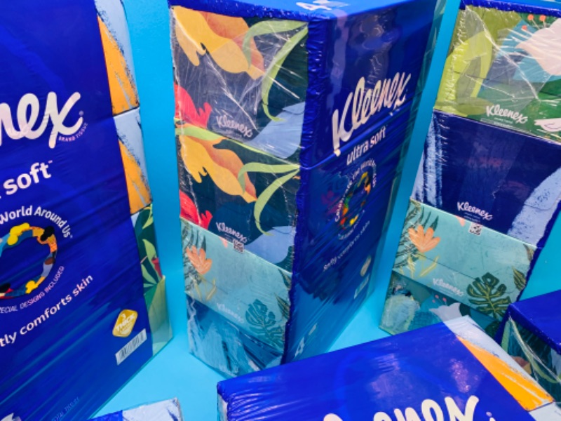 Photo 2 of 258390… 32 boxes of Kleenex ultra soft 3 ply tissues special designs 