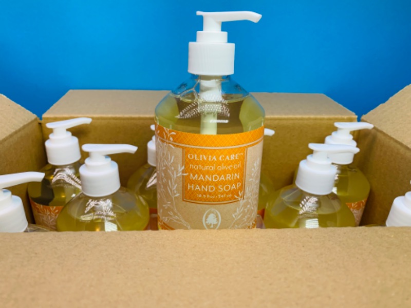 Photo 1 of 258408… 10 bottles of Olivia care vegan olive oil mandarin hand soap 18.5 oz each