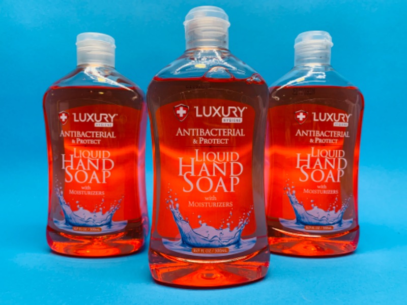 Photo 1 of 258503…3 bottles of luxury antibacterial moisturizing hand soap 16.9 oz each 