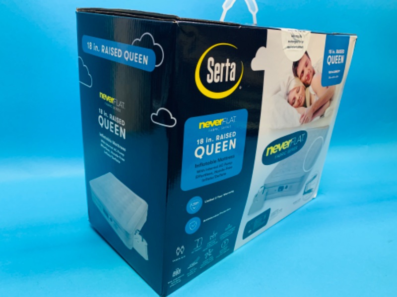 Photo 2 of 259064… serta never flat queen 18” inflatable mattress with internal pump