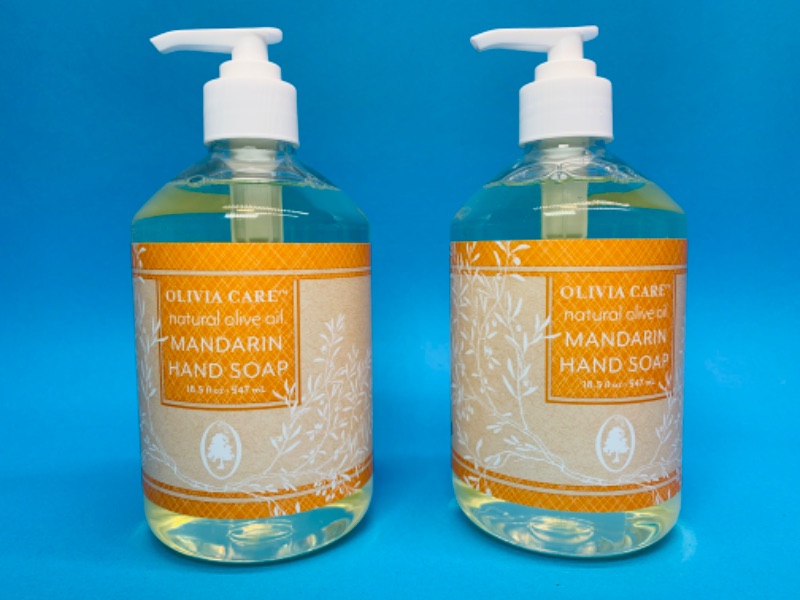 Photo 1 of 259082…2 Olivia care vegan olive oil and mandarin hand soaps 18.5 oz each