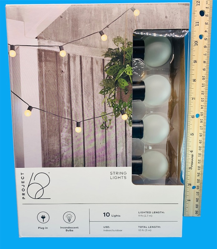 Photo 1 of 259236….  box of string lights 10 foot length 10 light bulbs per box connect up to 8 strands end to end 