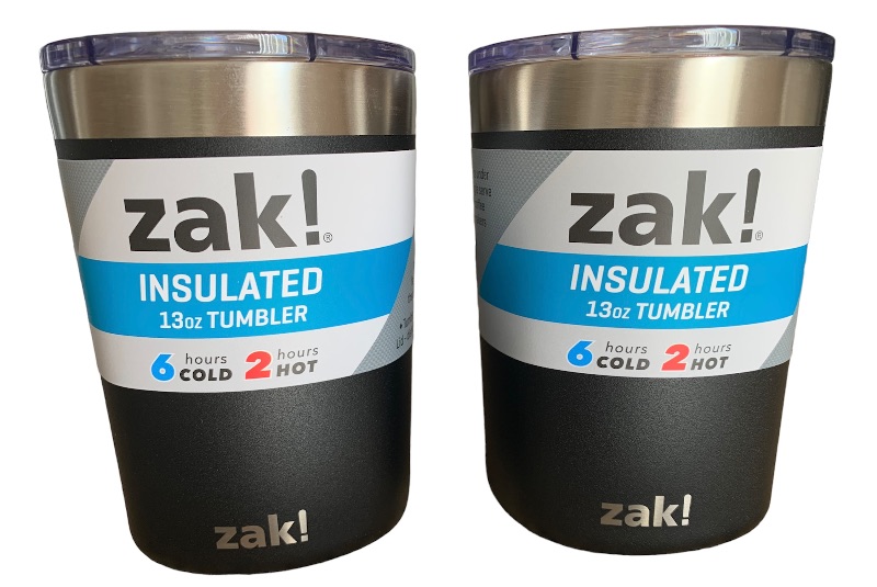 Photo 1 of 259371… 2 ZAK! Insulated tumblers 6 hours cold 2 hours hot 13 oz each 