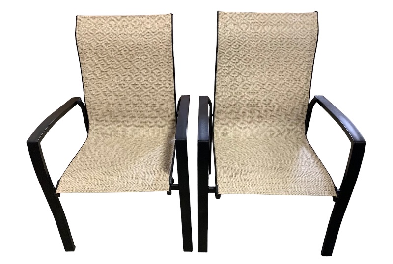 Photo 1 of 259703…2 style selections Pelham bay stack dining chairs with tan sling seats 