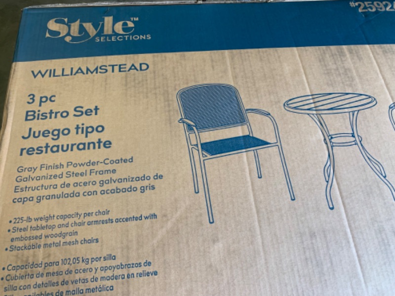 Photo 2 of 259716…style selections Williamstead 3 piece Bistro set in box