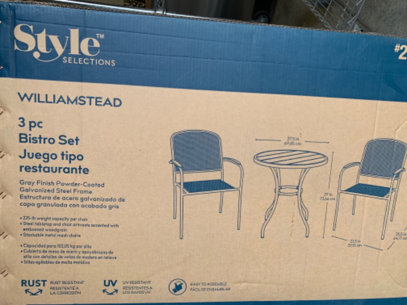 Photo 1 of 259716…style selections Williamstead 3 piece Bistro set in box