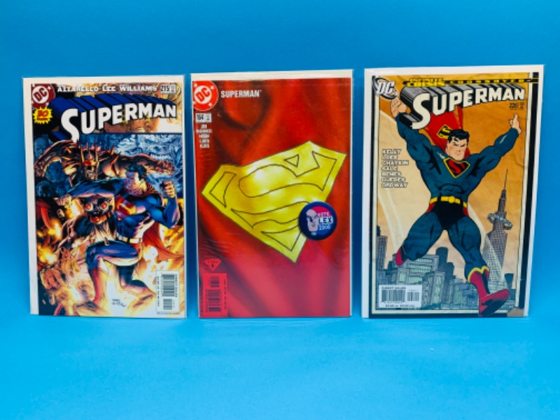 Photo 1 of 259928… 3 Superman comics in plastic sleeves 