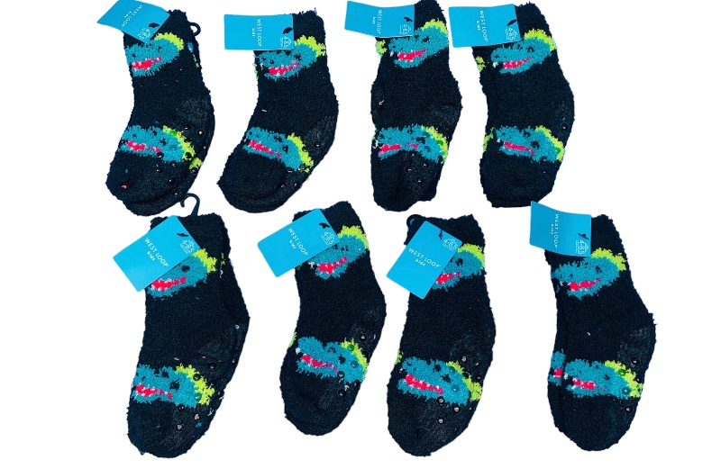 Photo 1 of 259949…8 pairs of kids size 4-8.5 fuzzy Dino socks 