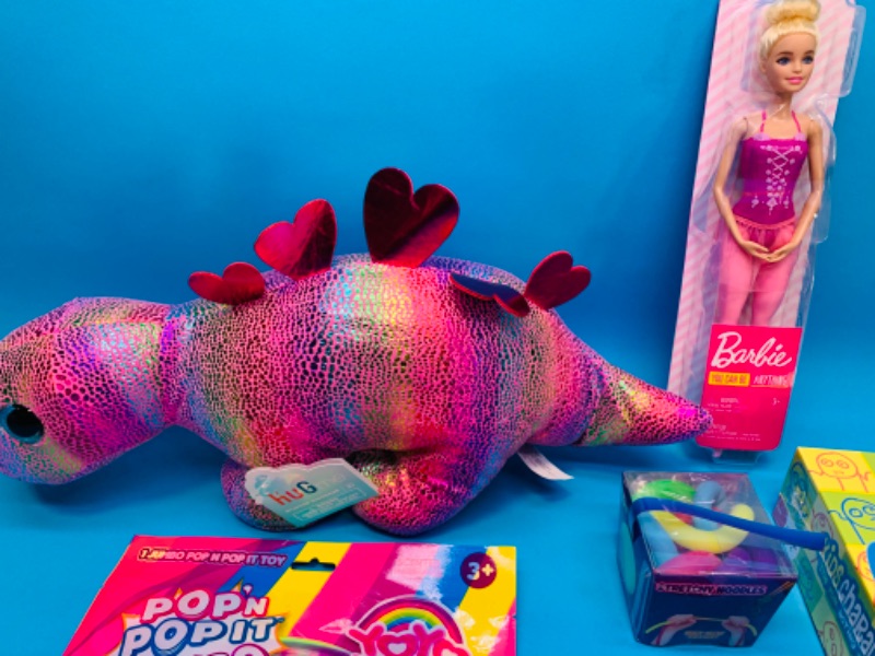 Photo 2 of 259979…6 piece- Barbie, Dino plush, games and fidget toys